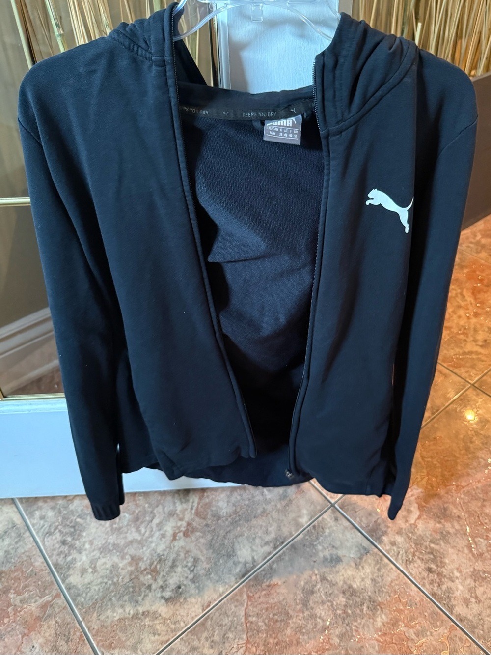Puma Black Zip Hoodie with White Logo